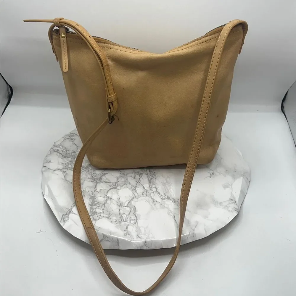 AMERICAN LEATHER CO Nutmeg Tan Leather Satchel Crossbody Bag